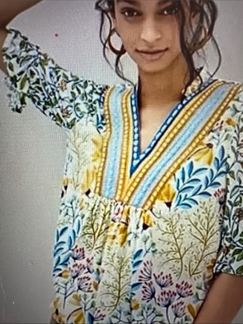 Anthropology, short sleeve blink, floral shirt with V-neck